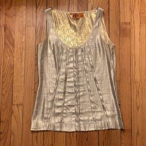 Tory Burch Gold and Silver “T” Top